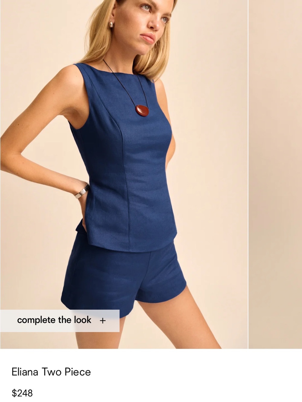 Reformation Eliana Two-Piece Navy Blue Top and Shorts - Picture 3 of 3